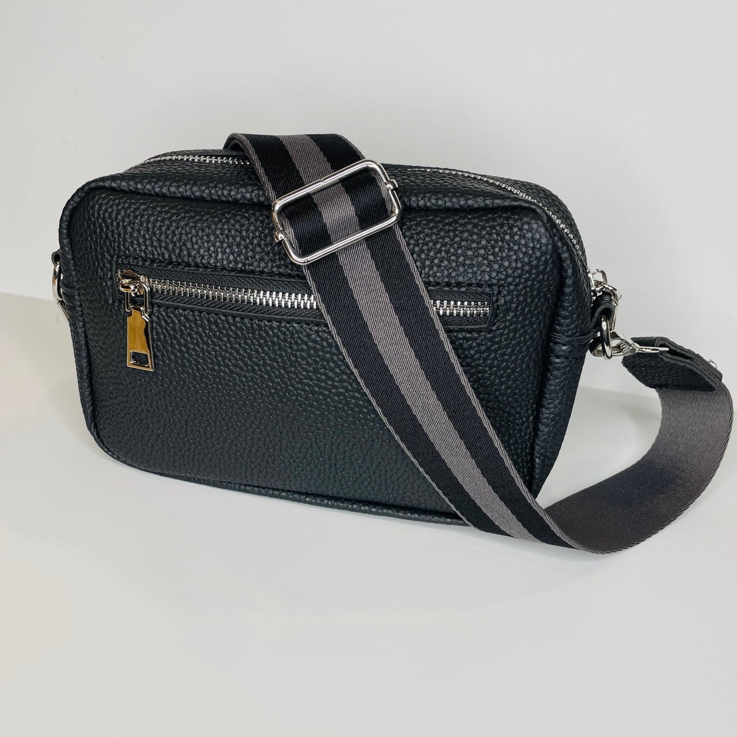 Anna Crossbody Belt Bag Purse- Black - Gray Bird