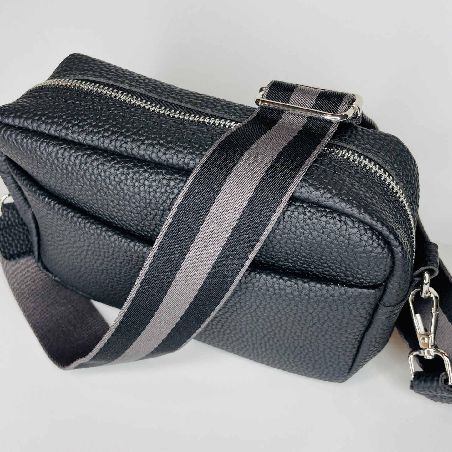 Anna Crossbody Belt Bag Purse- Black - Gray Bird