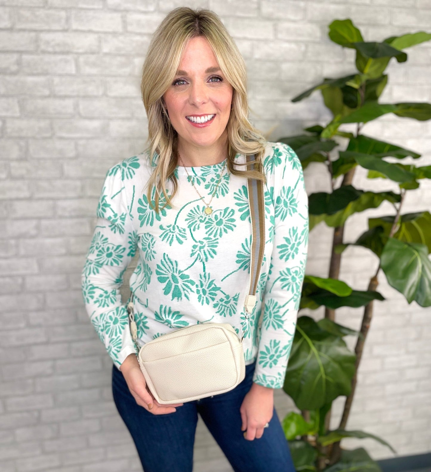 Anna Crossbody Belt Bag Purse- Cream - Gray Bird