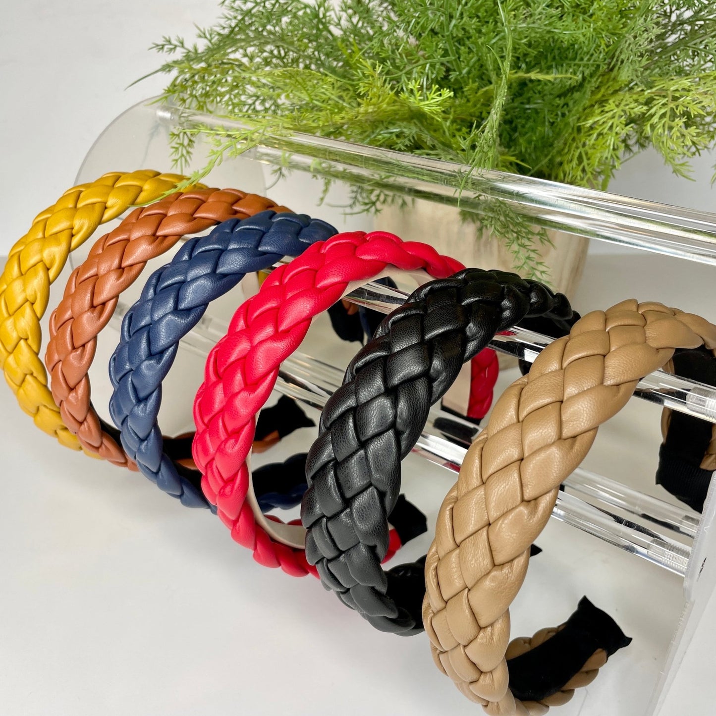 Red Braided Faux Leather Headband - Gray Bird Label