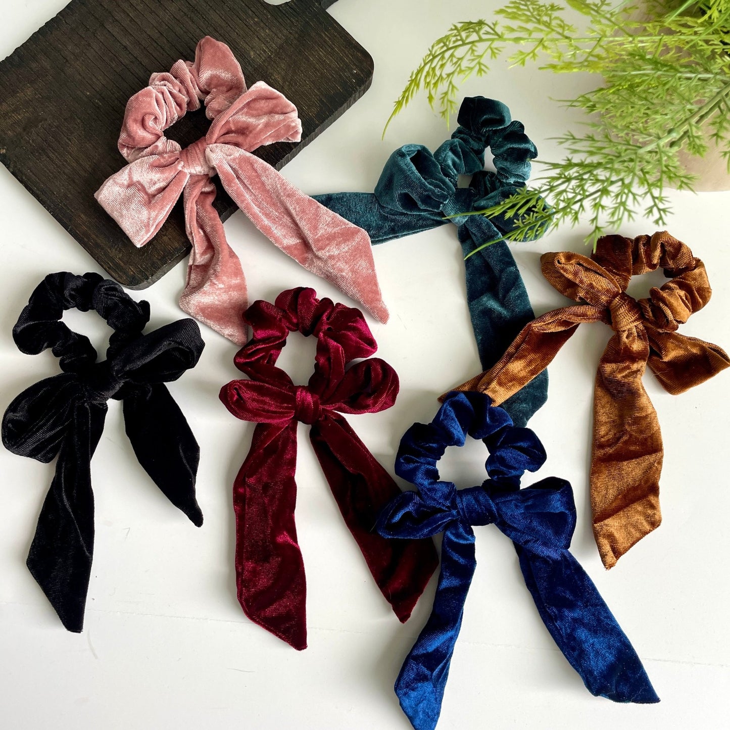 Velvet Scrunchie Bow Set - Gray Bird Label