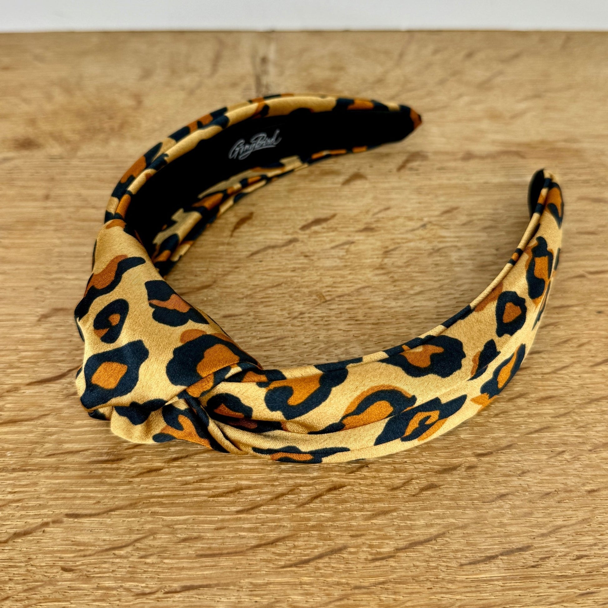 Classic Knot Satin Headband | Leopard Print - Gray Bird Label