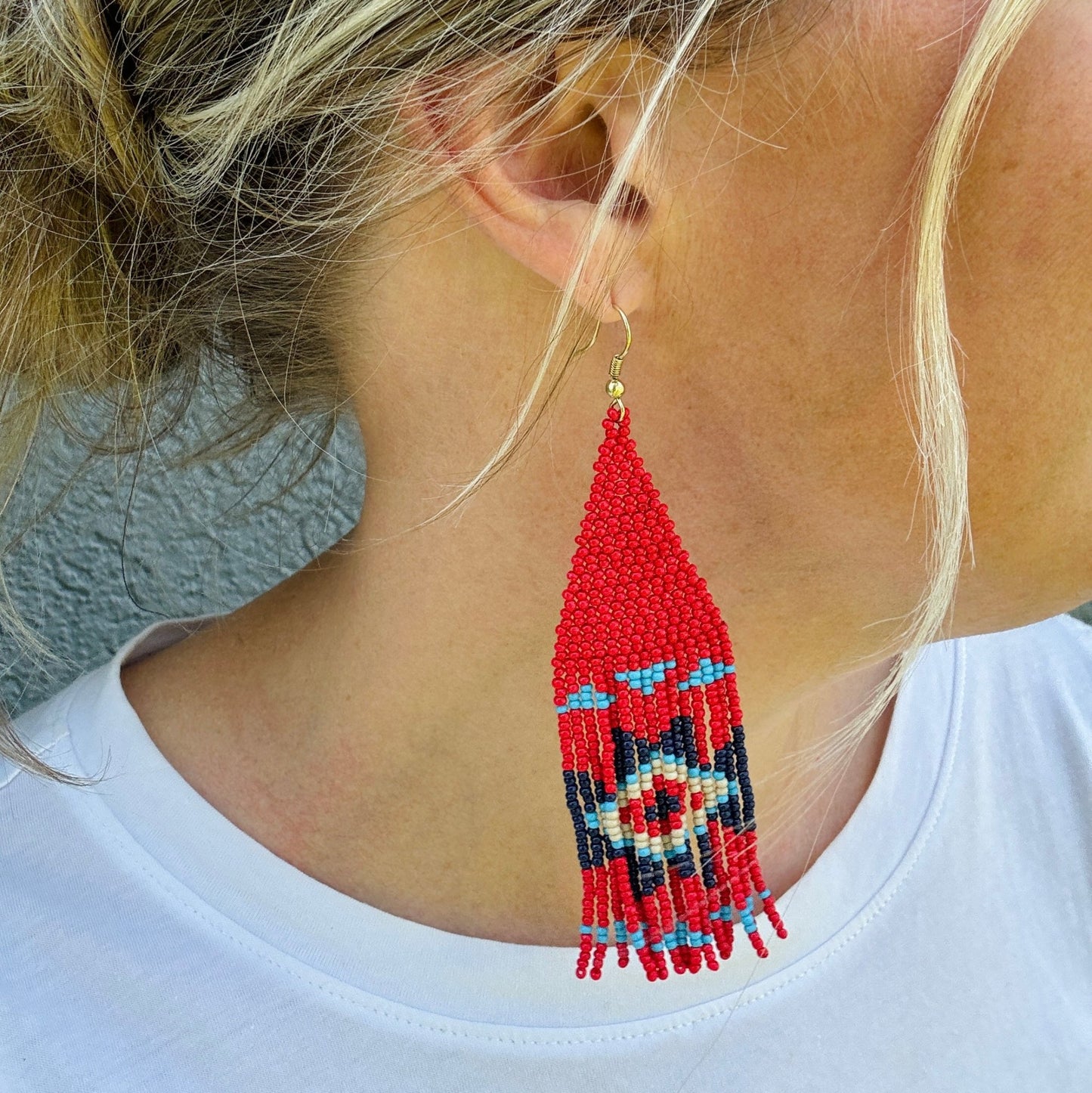 Dakota Southwestern Aztec - Inspired Seed Bead Earrings - Gray Bird Label