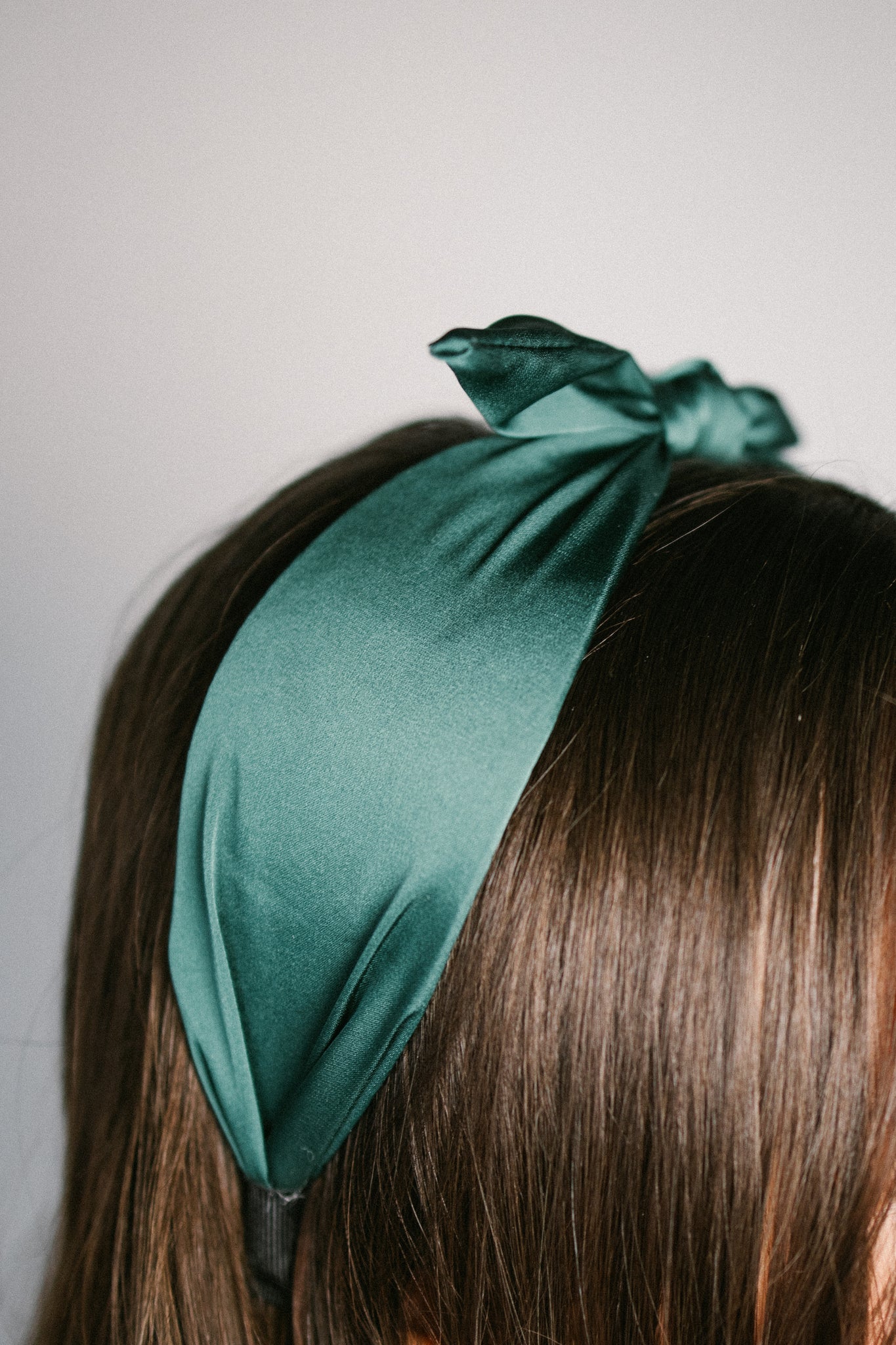 Green Boho Satin Scarf Bow Knot Headband - Gray Bird Label