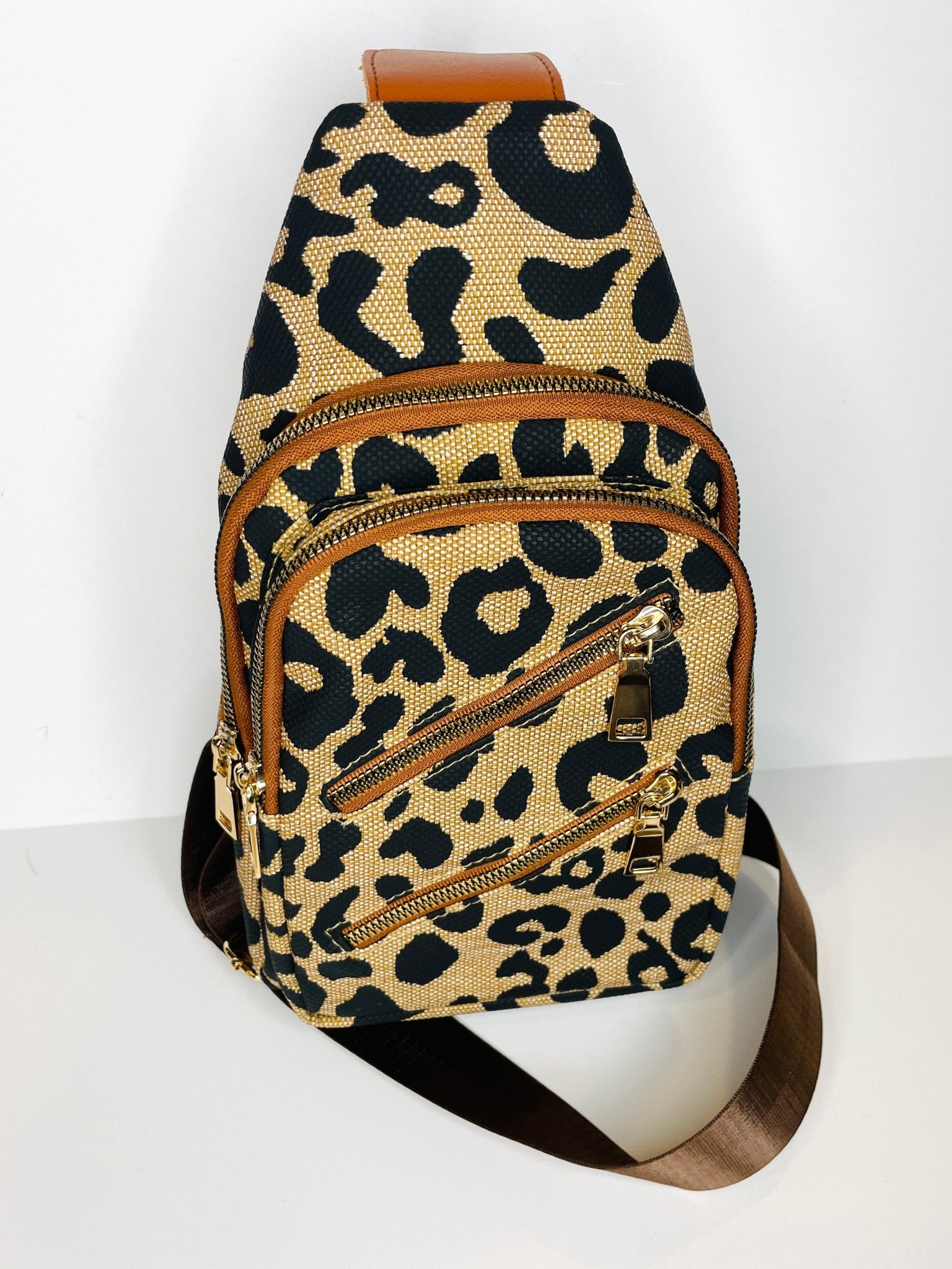 Mila Leopard Sling Bag - Gray Bird